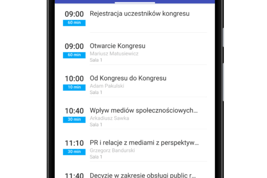 MICE services in 2016 – mobile application